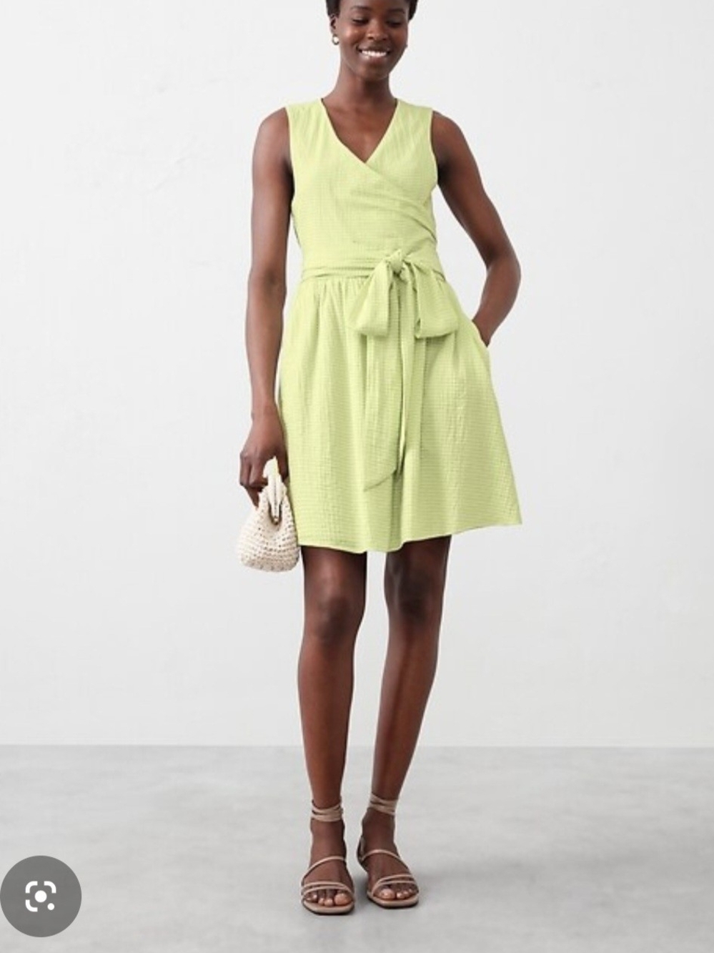 Banana Republic Seersucker Wrap Dress in Lime XL NEW